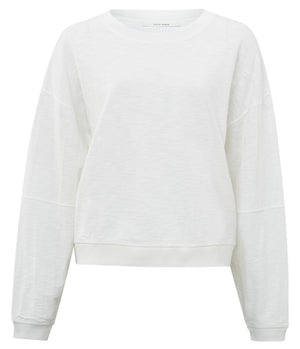 Yaya- Slub Sweatshirts  Neon Yellow -Blanc