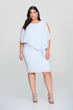 Layered Dress With Cape Overlay- Celestial Blue