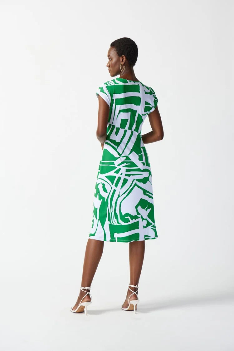 Silky Knit Abstract Print Wrap Dress- Joseph Ribkoff