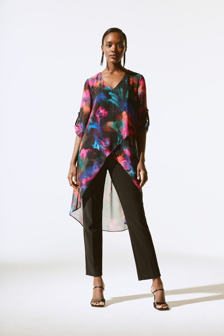 Floral Print Chiffon High-Low Tunic - Joseph Ribkoff