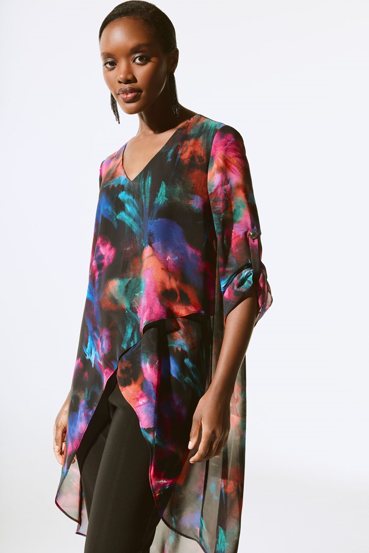 Floral Print Chiffon High-Low Tunic - Joseph Ribkoff