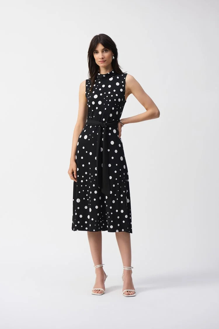 Joseph Ribkoff - Silky Knit Dot Print Fit And Flare Dress