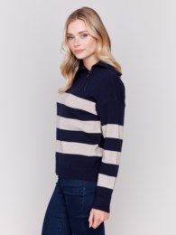 Striped Sweater with Zipper Detail