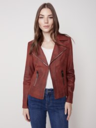 Vintage Faux Leather Perfecto Jacket With Zipper Details