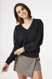 Black V Neck Modal Top