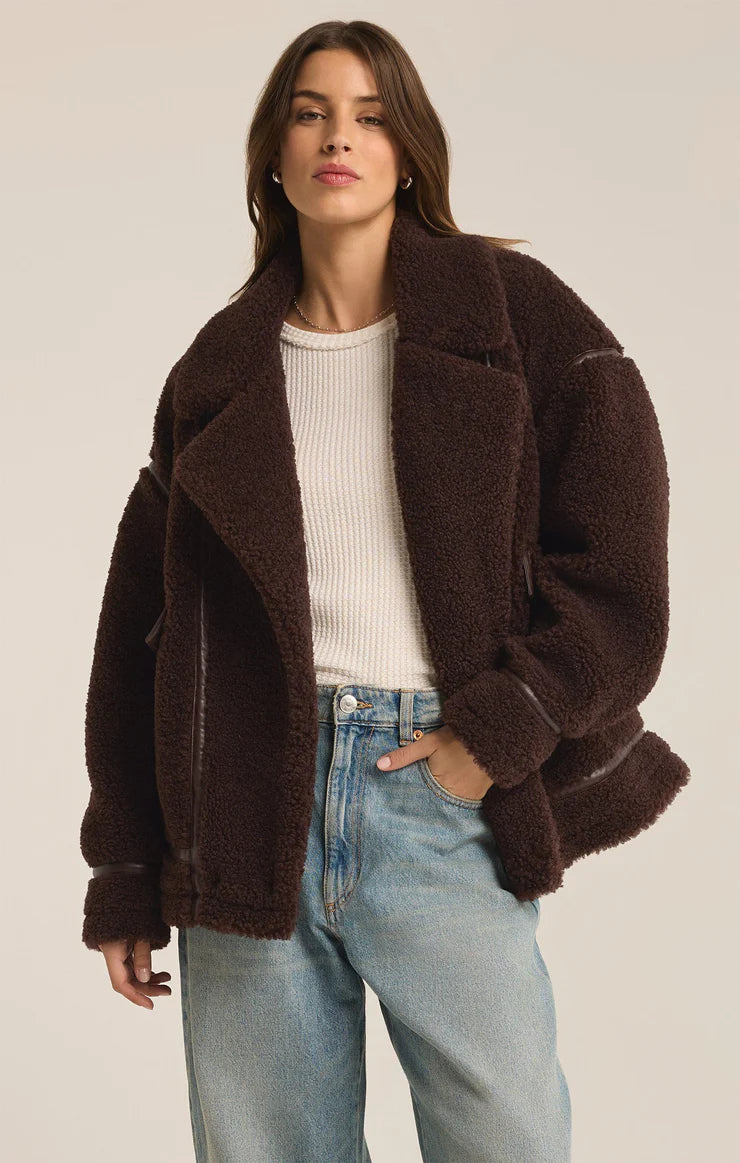 The Ari Sherpa Coat - Fossil or Chocolate