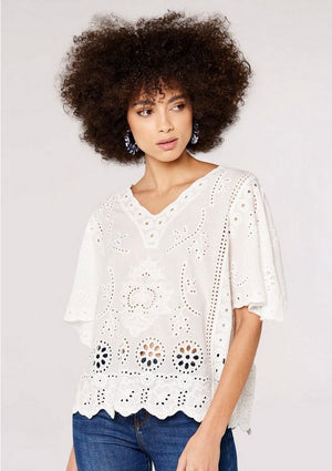 Embroidered Bell Sleeve Top
