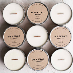 Weekday Candles - Wood Wick | Cabin Candle Tin | Vacation | 8oz