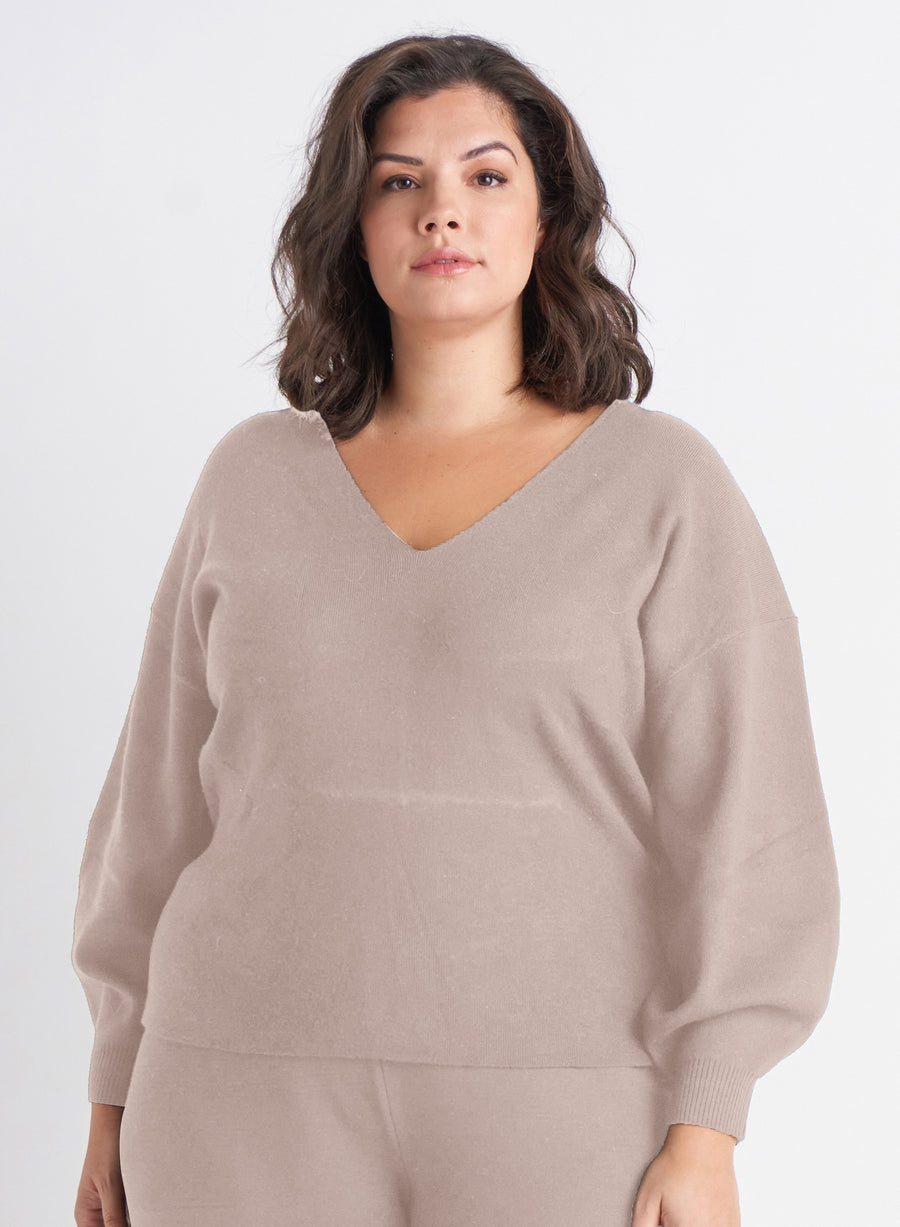 Lake Girl Taupe Sweater - Size Inclusive