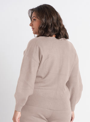 Lake Girl Taupe Sweater - Size Inclusive