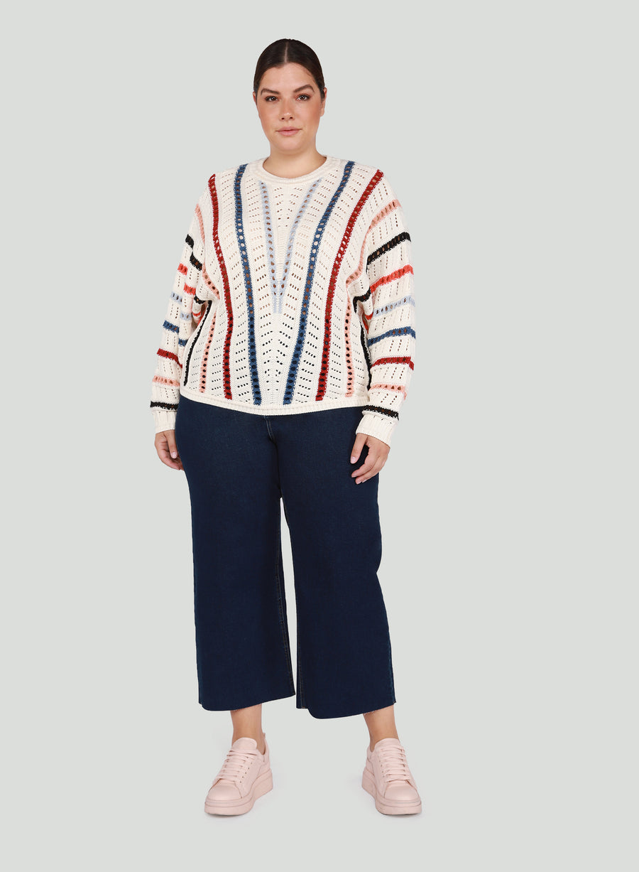 Chevon Stripes Sweater - Size Inclusive