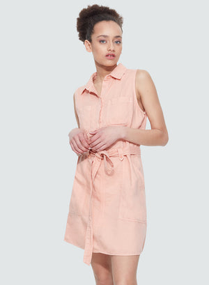 Starla Peach Tencel Shirtdress - Size Inclusive