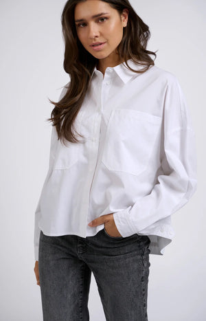 Cropped Batwing Blouse With Pockets