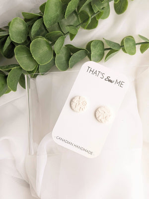 That's Sew Me - White Lace Stud Earring, Polymer Clay Earrings