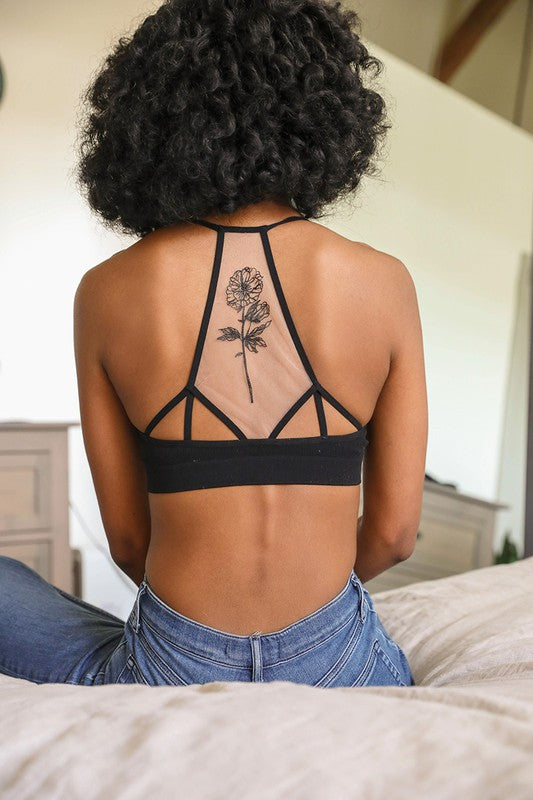 Flower Bloom Tattoo Mesh Bralette – Boutique Playa Vida