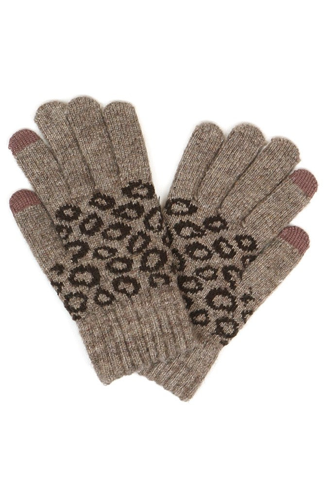 Leopard Knit Smart Touch Gloves