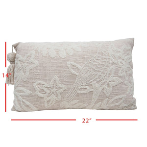 14x22 Hand Woven Floral Bird Pillow