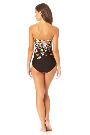 Twist Front Shirred One Piece Swimsuit