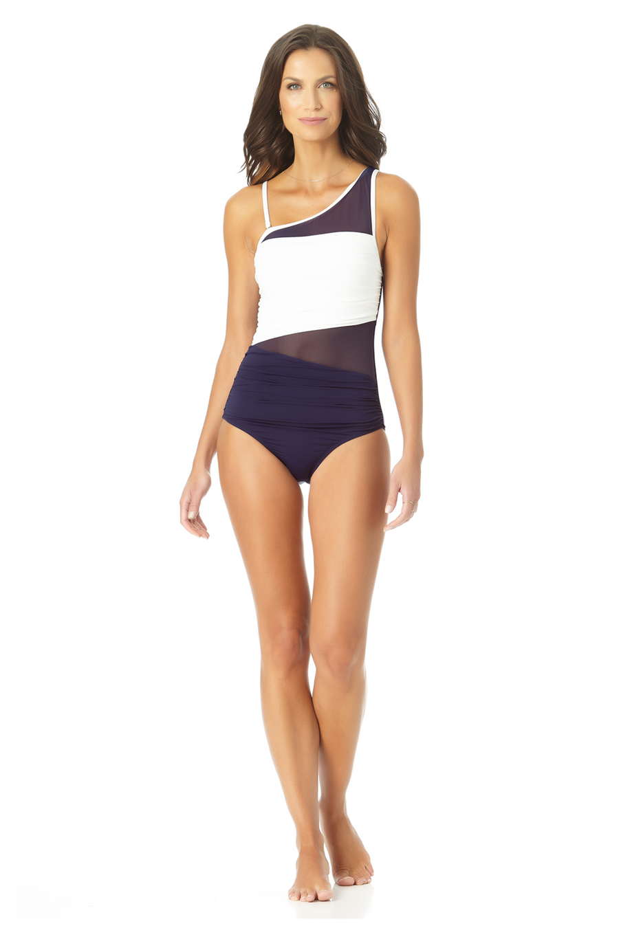 Assymetrical Mesh One Piece Swimsuit