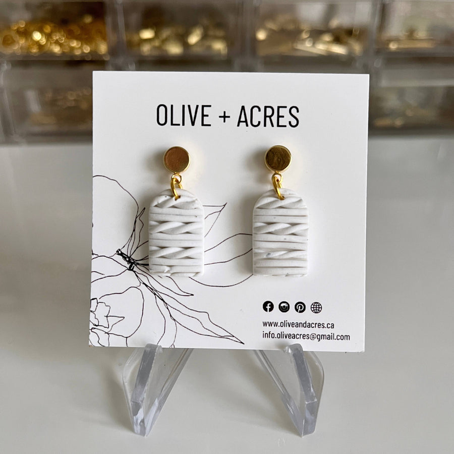 Olive + Acres - Chloe | White Granite Clay Earrings