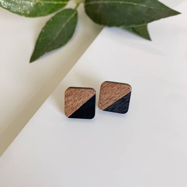Square Wood + Resin Studs