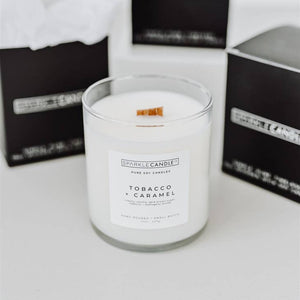 Tobacco + Caramel | Scented Soy Candle | Wood Wick