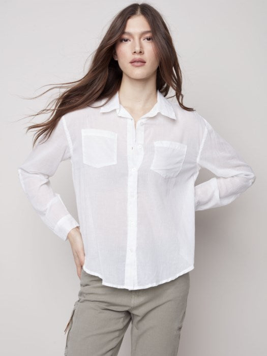 Cold Dye Drop Shoulder Cotton Voile Shirt