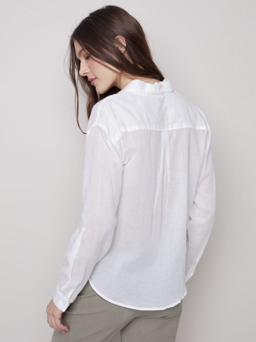 Cold Dye Drop Shoulder Cotton Voile Shirt