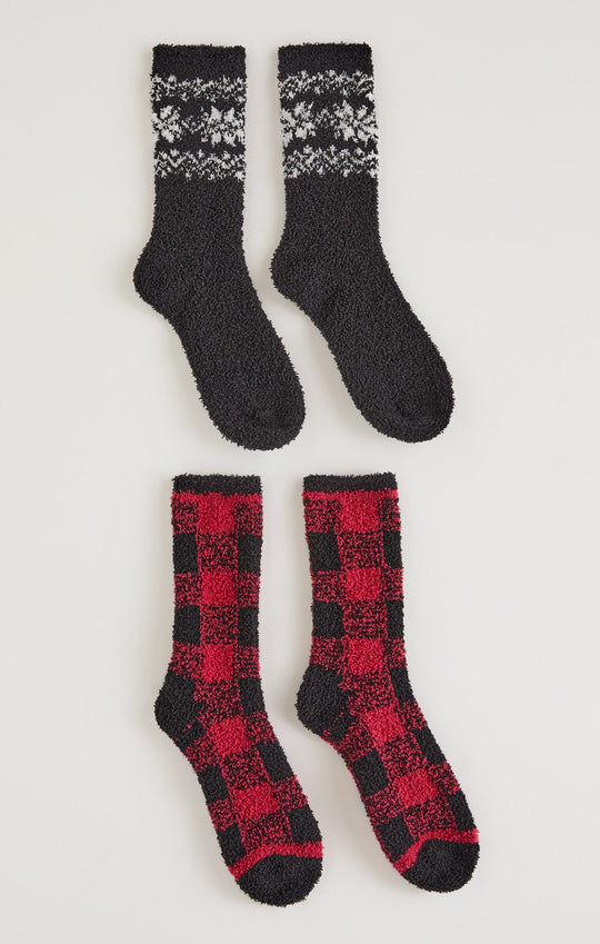 Checked Plush Socks (2-Pack)